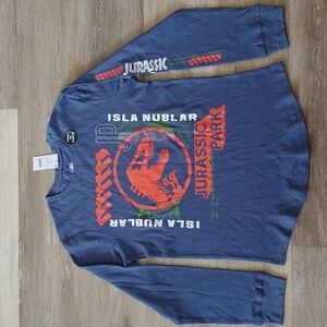 NWT Jurassic Park Youth Boys Long Sleeve Graphic T-Shirt Blue Size XL